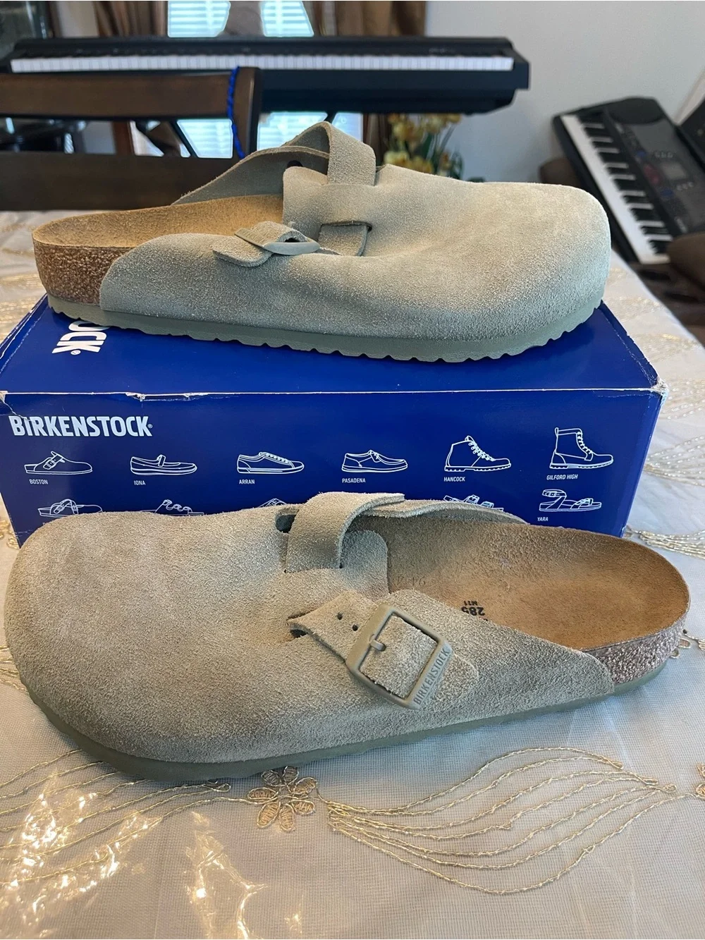 NWB Birkenstock men’s Boston suede leather casual clogs olive green size 11-11.5